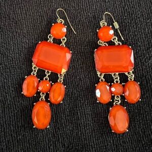 Fabulous Fashion Chandelier Earrings Coral Gold Orange